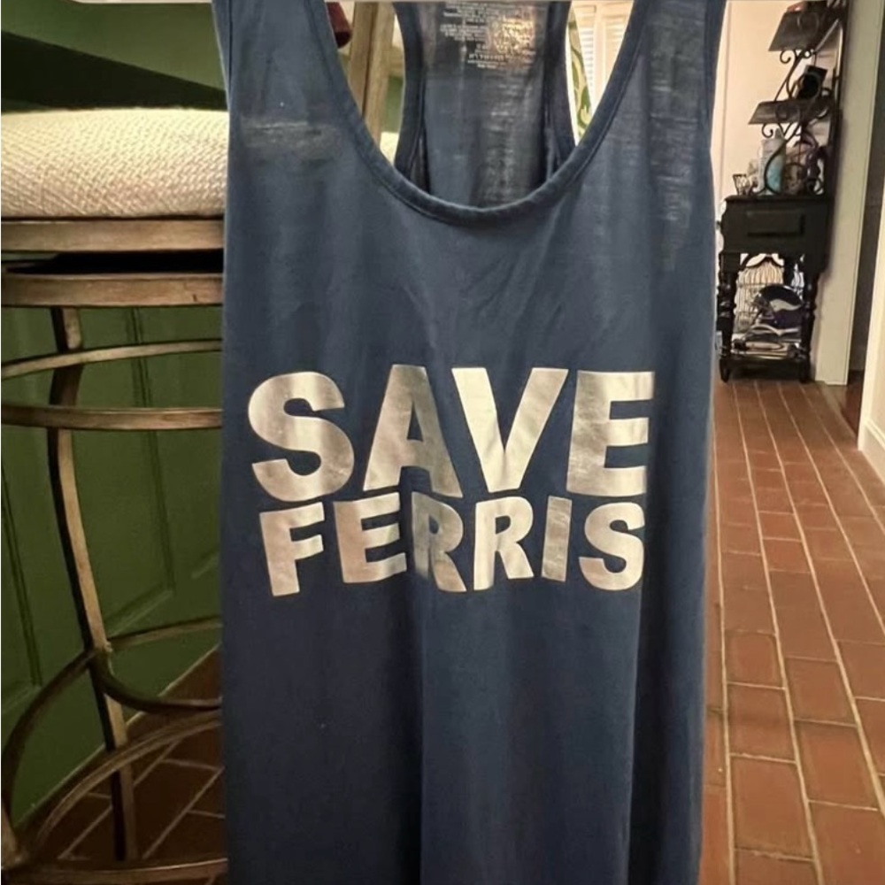 Blue Sleeveless Dress with Graphic Print